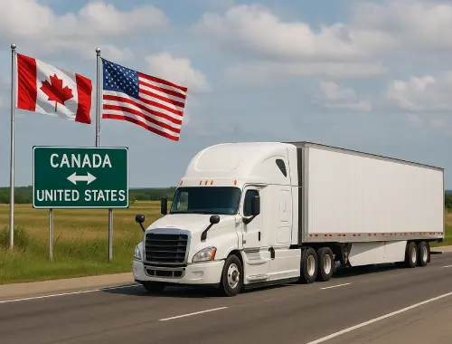 Cross-border trucking service between Canada and the United States with ACI and ACE eManifest support.