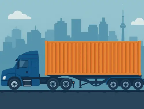 Intermodal drayage truck supporting GTA freight movement and commercial shipping needs.