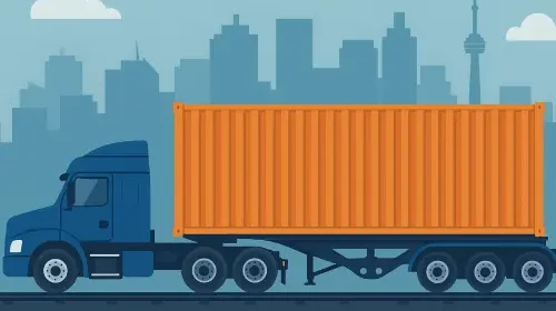 Intermodal drayage truck supporting GTA freight movement and commercial shipping needs.